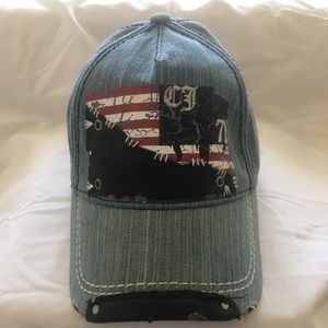 Cremieux blue jean leather strap back hat!
